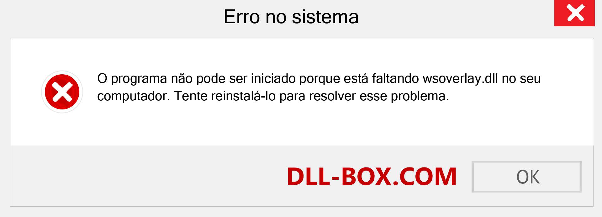 Arquivo wsoverlay.dll ausente ?. Download para Windows 7, 8, 10 - Correção de erro ausente wsoverlay dll no Windows, fotos, imagens